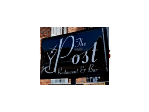 The Post Restaurant & Bar sign, inviting diners to a unique dining experience.