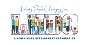 Lincoln Hills Development Corporation logo with diverse people promoting community support and empowerment.