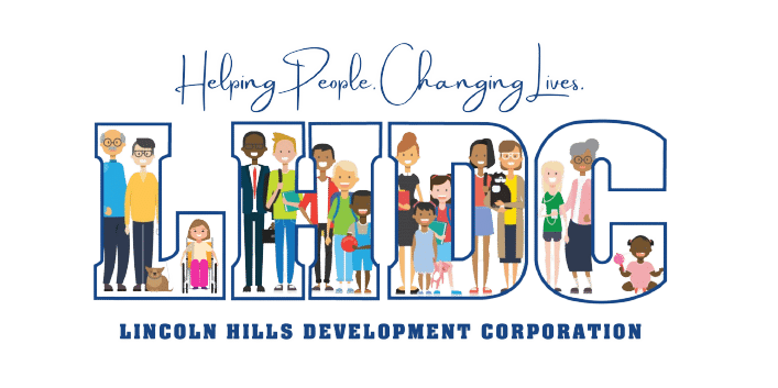 Lincoln Hills Development Corporation logo with diverse people promoting community support and empowerment.