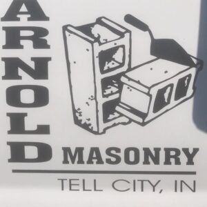 Arnold Masonry logo featuring construction blocks in Tell City, Indiana.