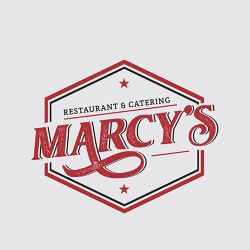 Marcys Restaurant and Catering logo featuring bold text and a star design.