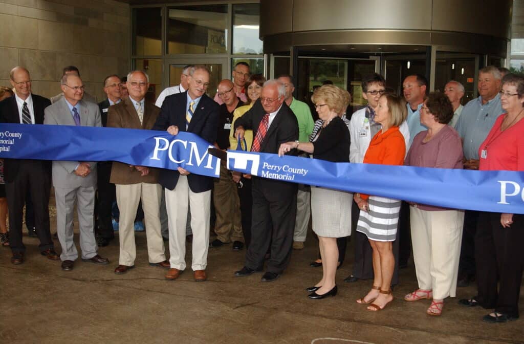 Perry County Memorial Hospital ribbon-cutting ceremony celebrates community healthcare advancements.