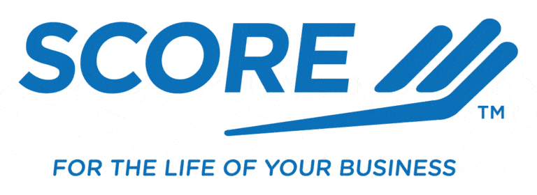 SCORE logo promoting business growth and support for entrepreneurs and small businesses.