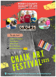 Chalk Art Festival 2025 with contests, food trucks, and family-friendly activities in Perry County.