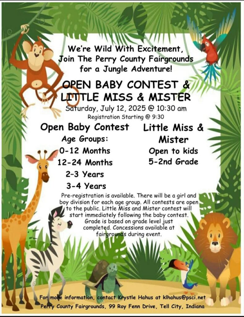 Join the Open Baby and Little Miss Contest at Perry County Fairgrounds on July 12, 2025.