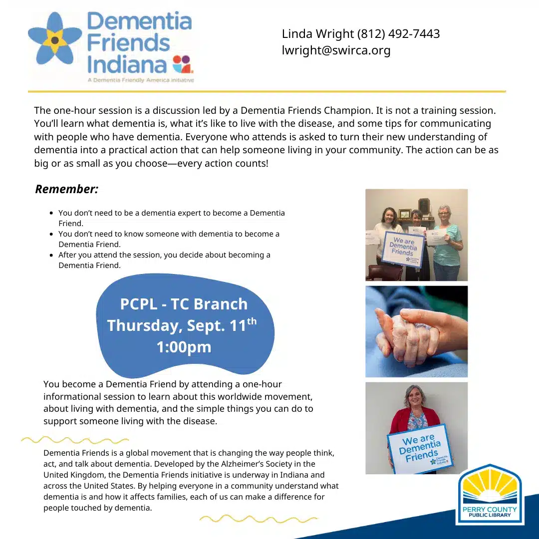 Join our Dementia Friends info session to learn about supporting those with dementia.