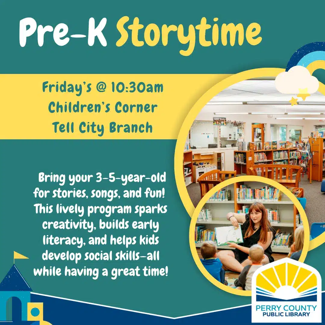 Pre-K storytime at Perry County Library fosters creativity and literacy for young children.
