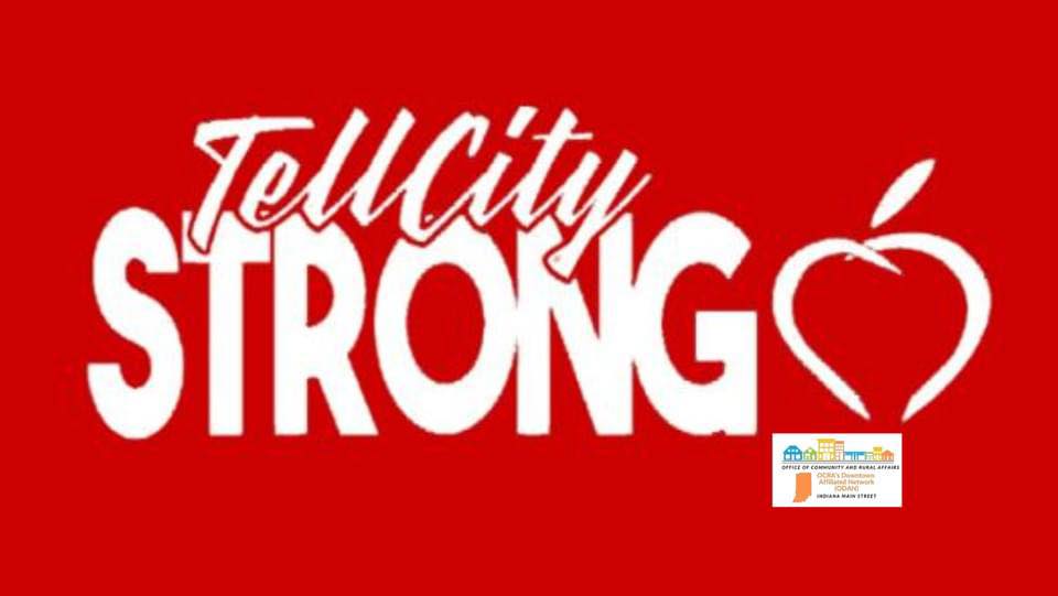 Tell City Strong logo promoting community resilience and unity in Tell City, Indiana.