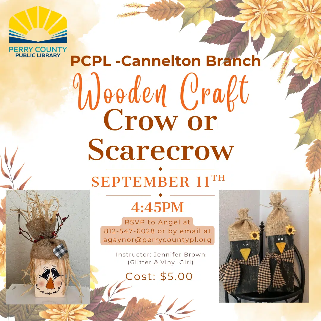 Join the wooden craft event: create a crow or scarecrow on September 11.