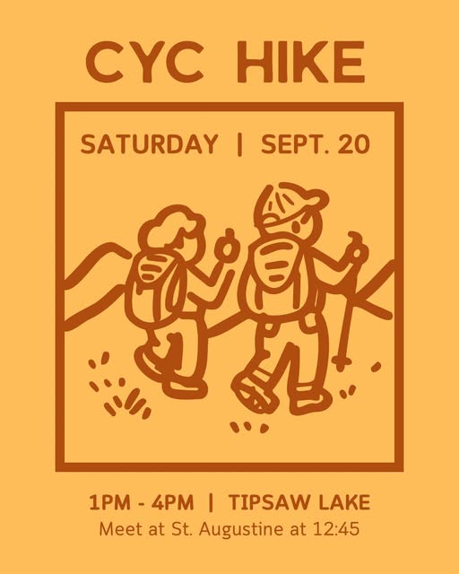 Join the CYC hike at Tipsaw Lake on September 20, 1 PM to 4 PM.