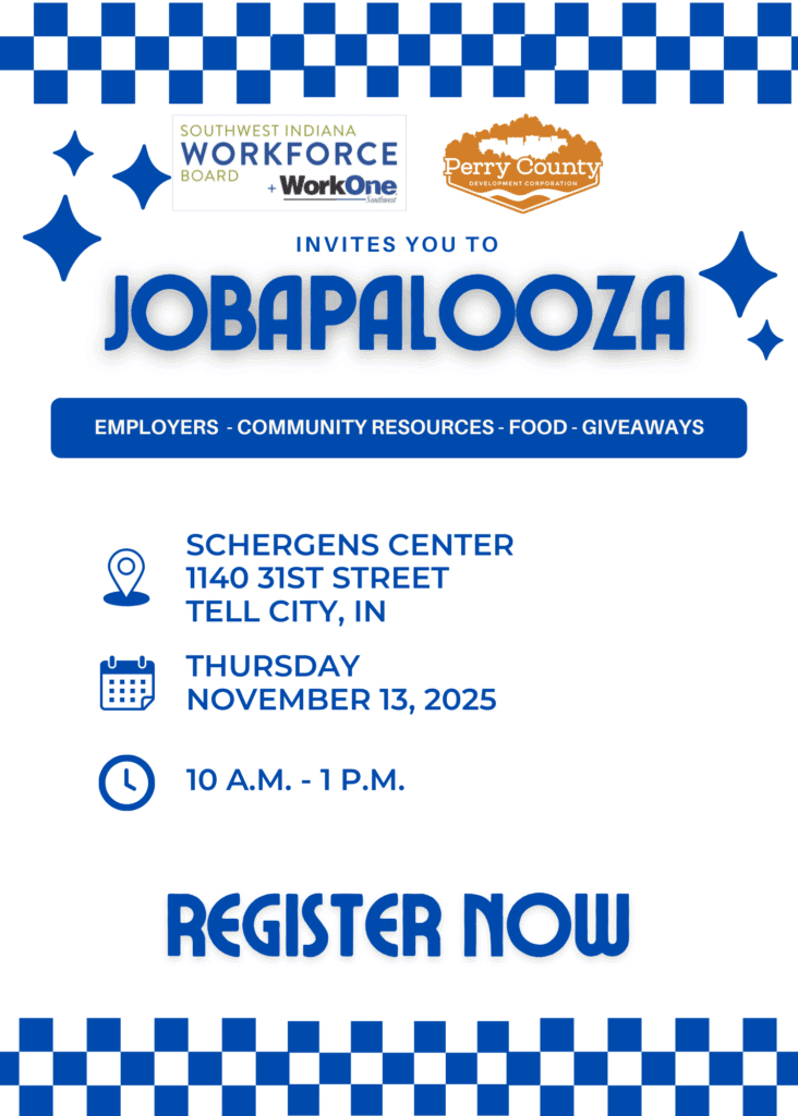 Join Jobapalooza for employers, resources, food, and giveaways in Tell City, IN.