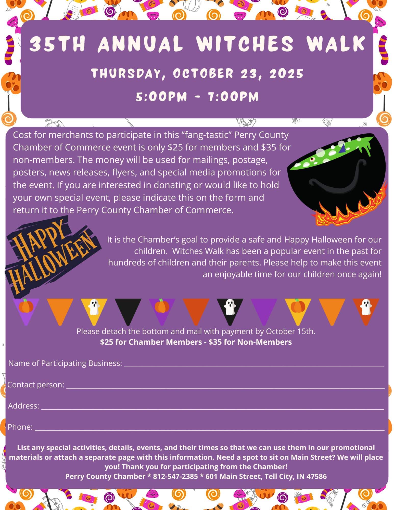 Register for the 35th Annual Witches Walk Halloween event in Tell City.