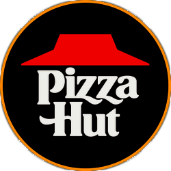 Pizza Hut logo featuring iconic red hat and classic typography.