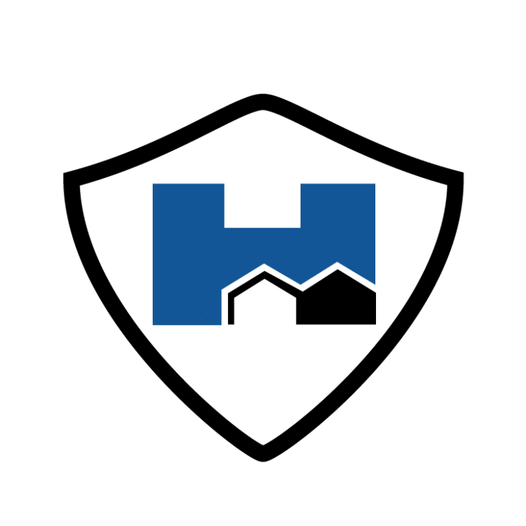 House shield logo representing safety and security in home services.