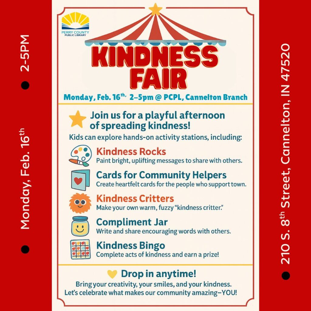 Join the Kindness Fair for fun activities and spreading kindness at the library.