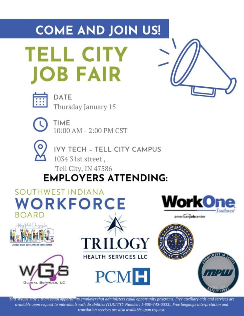 Join the Tell City Job Fair on January 15 for career opportunities and employer connections.