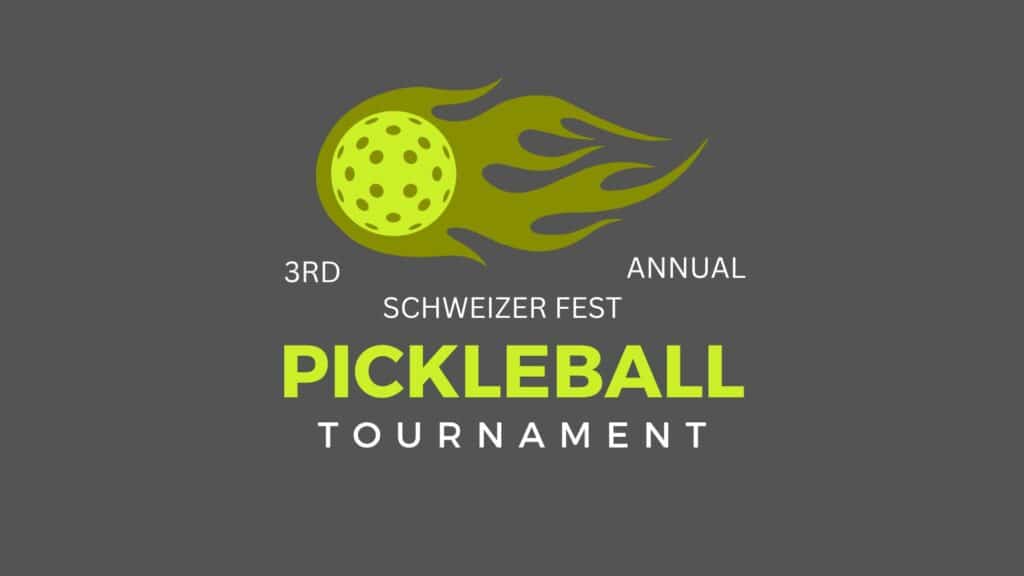 3rd Annual Schweizer Fest Pickleball Tournament logo with fun graphics.