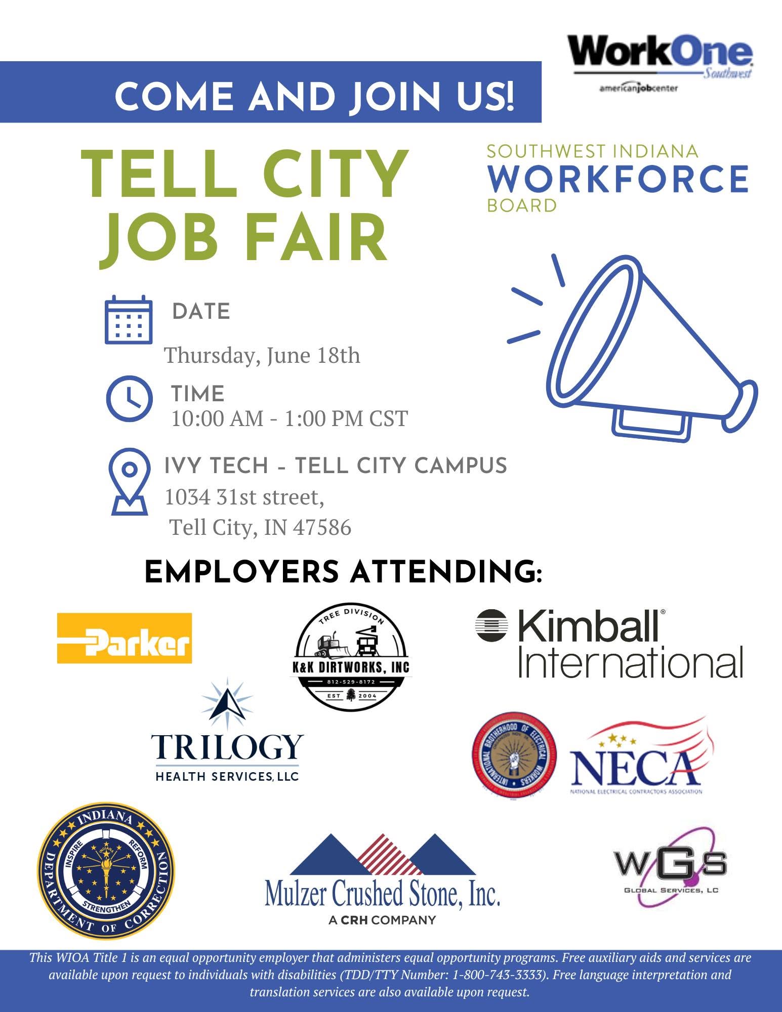 Attend the Tell City Job Fair for diverse employment opportunities and networking.