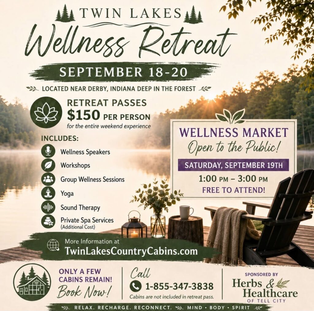Twin Lakes Wellness Retreat: rejuvenate with workshops, yoga, and spa services in Indiana.