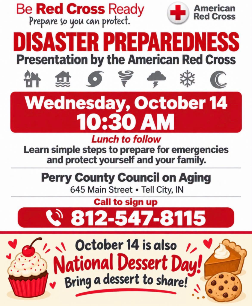 Disaster preparedness presentation by the Red Cross on October 14 in Tell City, IN.
