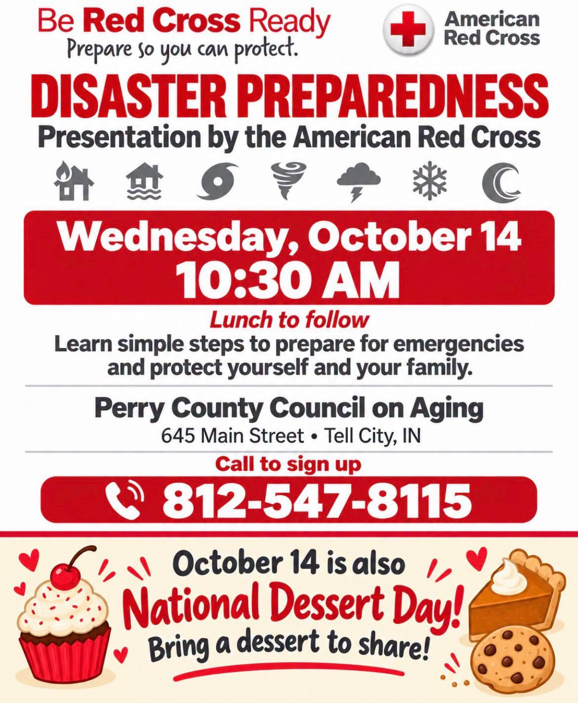 Disaster preparedness presentation by the Red Cross on October 14 in Tell City, IN.
